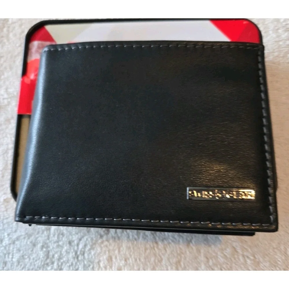 Swiss Gear Men's Leather Wallet - Bi-fold RFID Protection Black New In Metal Box
